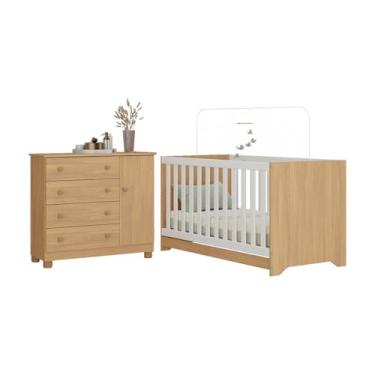 Imagem de Berço Americano 3 em 1 com Cômoda 1 Porta 4 Gavetas Allegra Multimóveis Mp4684 Madeirado
