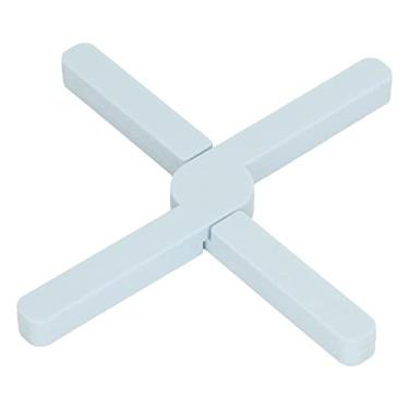 Imagem de Yosoo Trivet de Pote de Silicone, Jogo Americano de Material de Silicone para Cozinha Doméstica Com Armazenamento Compacto e Resistência a Altas Temperaturas 8,5x1,4x0,6in (Azul)