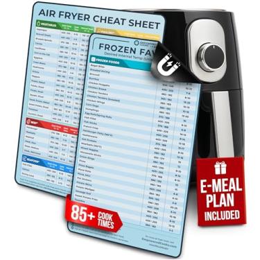 Imagem de Cathy Yoder's Conjunto de folhas de batota para fritadeira a ar, acessórios para fritadeira de ar, guia de cozimento de airfryer, ímã de tabela de horários de cozimento da airfryer, temperatura