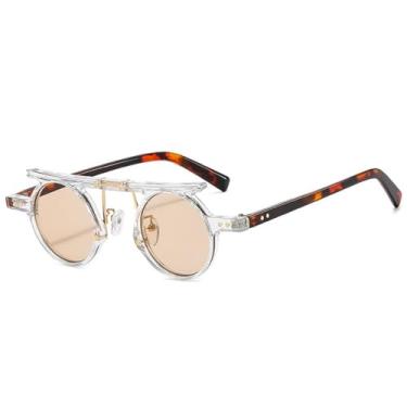 Imagem de Óculos de Sol UV400 - Estilo Punk Redondo com Estampa de Leopardo e Lentes Degradê com Rebites para Homens e Mulheres, Ideais para Esportes ao Ar Livre, Corrida e Ciclismo, 02