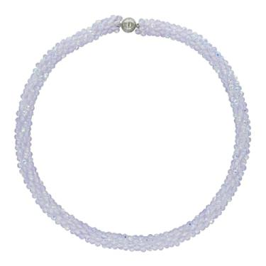 Imagem de Esbbela Colar de contas atadas à mão, gargantilha de cristal artificial para mulheres - fio de contas feito à mão com contas brilhantes Rondelle-43 cm, preto/vermelho/marrom, 17-18 inch, Cristal