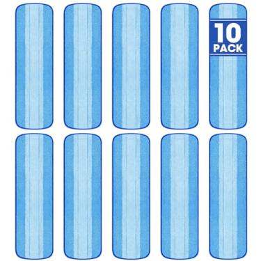 Imagem de Pacote com 10 almofadas de limpeza de microfibra compatíveis com Bona Mop, almofadas de limpeza de piso de madeira de 45 cm, almofadas de esfregão de microfibra laváveis e reutilizáveis para pisos de