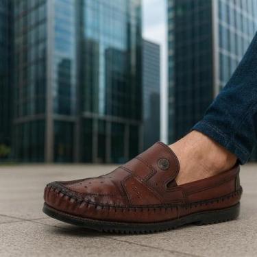 Imagem de Sapatilha Mocassim Masculino 100% Couro Bovino - FRANBOOTS, 39, Preto