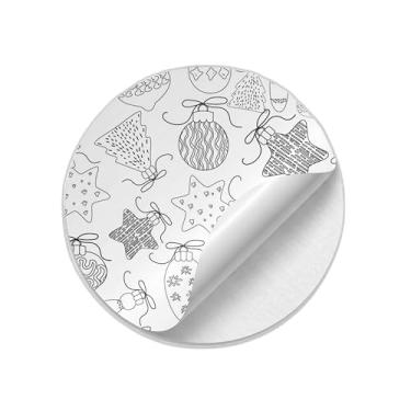 Imagem de 25 Unidades Autocolantes Adesivos Redondos Natalinos Brinquedos Desenhados à Mão - Tamanho 30x30cm