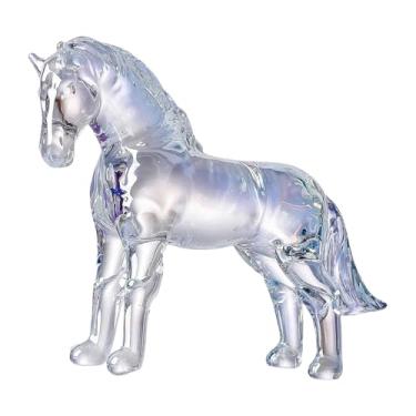 Imagem de IEUDNS Estátua de cavalo de vidro em miniatura, figura simples para mesa, ornamento Feng Shui, item colecionável para decoração de casa ou, Style D