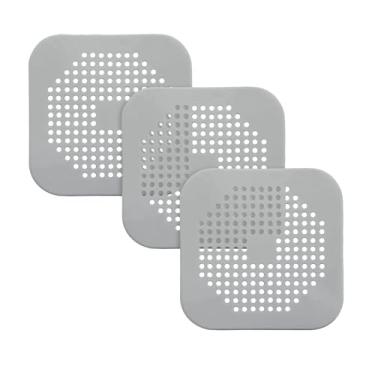 Imagem de Pacote com 3 coadores de ralo de silicone, coletor de cabelo para pia e banheira de banheiro, protetor de ralo de cozinha, fácil de limpar