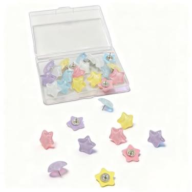 Imagem de Nextpal 30 pinos de pressão de estrela, tachinhas coloridas para polegar, para quadro de avisos, escritório, casa, escola, foto, parede, mapa, cortiça, decoração e organização para professores