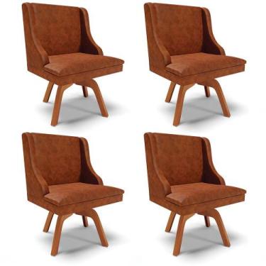 Imagem de Kit 04 Cadeiras de Jantar Liz Corano Nozes Base Giratória Madeira MM35