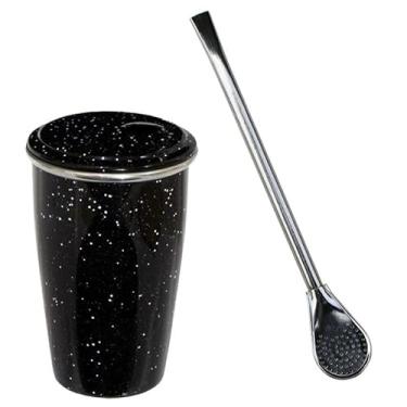 Imagem de Copo Terere Termico Liso Preto Pigmentado com Bomba Polida