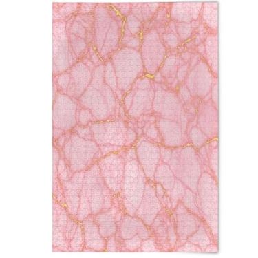 Imagem de Quebra-cabeça elegante de mármore rosa com veias douradas para adultos, 1000 peças, presentes para jogos tecnológicos, arte divertida, para adultos, paisagem, arte, 1000 peças, 75 x 50 cm