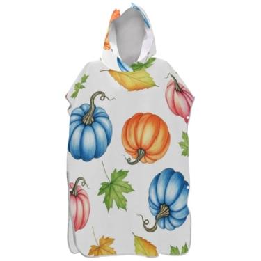 Imagem de Joisal Abóboras Poncho de Surf Branco Trocador de Roupão para Adul Beach Hoodie Toalha Natação Absorvente Ponchos de Praia para Homens
