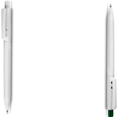 Imagem de Caneta Esferográfica Retrátil, Escrita Azul, Alumínio Reciclado, Corpo Emborrachado, Ponta Touch, Refil Parker, Ambidestro, 15g (Branco e Verde)