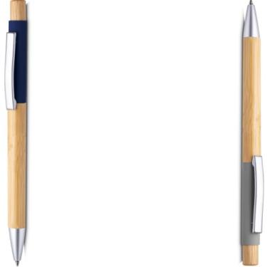 Imagem de Caneta Esferográfica em Alumínio Reciclável, Escrita Azul, Refil Parker, Corpo em Bambu, Ponta Média, Ergonômica, 1 Unidade (Cinza 2)