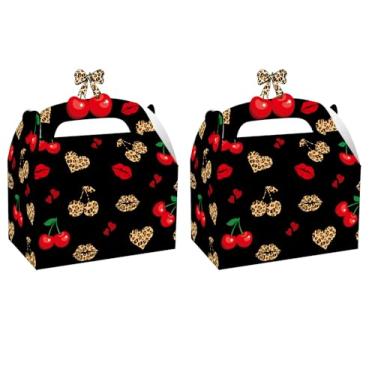 Imagem de Caixas de lembrancinhas de festa de aniversário com estampa de chita cereja, 12 peças, decorações de festa de chita e cereja para aniversário, chá de bebê, lembrancinhas de festa de casamento