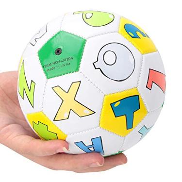 Imagem de Luqeeg O Material Composto Costurado Com Precisão de Futebol Tamanho #2 Melhora a Capacidade do Jogador, Ideal para Crianças, Amarelo (bola do alfabeto)