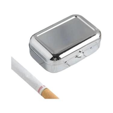 Imagem de Cinzeiro De Metal Portátil Mini Tamanho De Bolso Com Tampa À Prova De 