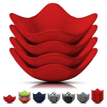 Imagem de 4 suportes de tigela de micro-ondas para comida quente – suporte aconchegante de tecido resistente ao calor, serve para pratos padrão de até 16,5 cm e pratos de 18 cm – Lavável e reutilizável |