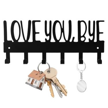 Imagem de Love You Bye, gancho de suporte de chave, suporte de parede de metal com 2 peças de pregos e tampas para casacos, chapéus, fácil instalação, decoração de entrada ideal, presente de organização