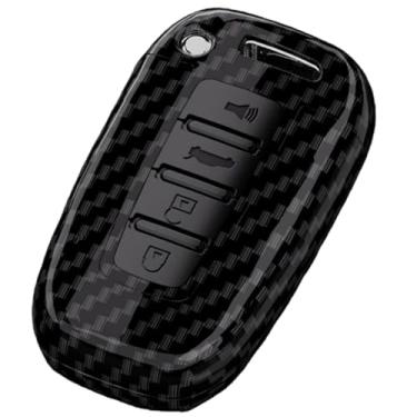 Imagem de Capa de chave de carro de fibra de carbono compatível com Hyundai IX35/Elantra/Sonata 8 9/compatível com Kia Sportage/K5/K2/Sorento/Optima/Forte(4 Button Carbon)