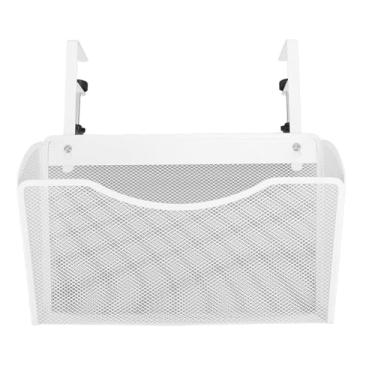 Imagem de Yinhing Suporte de Armazenamento Lateral de Mesa Em PP de Aço Carbono Ajustável Suspenso Sob o Organizador de Mesa Braçadeira No Organizador de Com Estrutura de Malha Moderna para (WHITE)