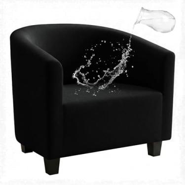 Imagem de NICEEC Capa preta para cadeira de clube, elastano elástico, capa para cadeira de banheira, repelente de água, capa macia para poltrona, protetor de móveis removível para sala de estar