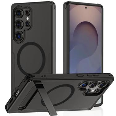 Imagem de JDHDL Capa para Samsung Galaxy S25 Ultra, [compatível com Magsafe] Suporte invisível embutido, capa magnética protetora à prova de choque de grau militar (preto gelo, para S25 Ultra)