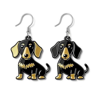 Imagem de OSCCI Adoráveis brincos de acrílico para filhotes de cachorro – Ganchos de liga durável, com tema de animal de estimação fofos, ótimos para roupas casuais e de festa, Acrílico, Sem pedra preciosa