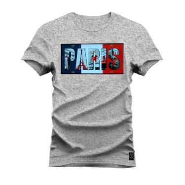 Imagem de Camiseta Plus Size Estampada Algodão Premium Confortável Paris Plac, G