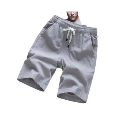 Imagem de Bermuda Masculina De Verão Em Algodão E Linho, Casual, Para Praia - NO