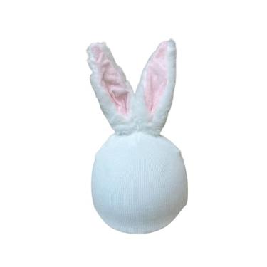 Imagem de UGPLM Capa para capacete de esqui, gorro decorativo e confortável de malha para esqui, skate e snowboard, Orelhas Compridas Brancas