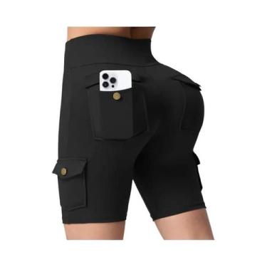 Imagem de Shorts Femininos Camuflados Com Bolsos, Efeito Levanta Bumbum E Contro