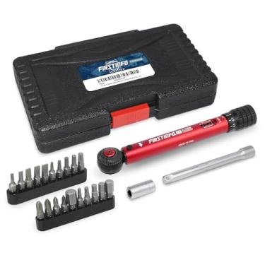 Imagem de FIRSTINFO F326353B Conjunto de chaves de torque de bicicleta de 3 a 16 Nm, tipo clique de acionamento de 1/10.2 cm com catraca de engrenagem de 72 dentes, inclui brocas de 20 peças