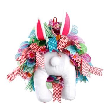 Imagem de IEUDNS Guirlanda de Páscoa colorida de desenho animado com bumbum e orelhas de, decoração de primavera para porta de entrada, lareira, sala