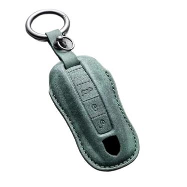 Imagem de Camurça chave fob chaveiro couro caso chave do carro capa compatível com porsche panamera spyder carrera macan cayman cayenne 911 970 981 991 718(A4)