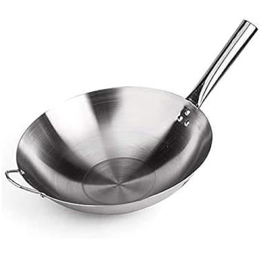 Imagem de Wok De Aço Inoxidável Revestido Com Várias Camadas, Wok De Fundo Redondo 100% Panela De Ferro Chinesa Sem Produtos Químicos, Frigideira Antiaderente Sem Revestimento Antiaderente,38 Cm/14,9 Pol.,C