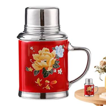 Imagem de Xícaras de chá de cerâmica, xícaras de cerâmica para | Caneca chinesa retrô | 460ml de drinque criativo nostálgico Copo de lembrança de casamento com tampa para casais