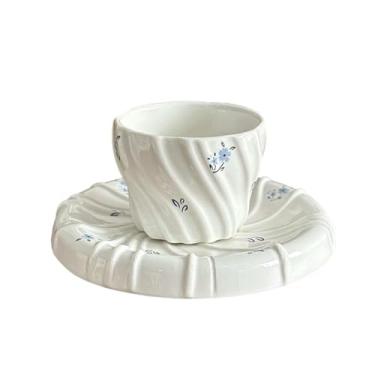 Imagem de 250 ml - 226.8 g xícara de café cerâmica francesa casa escritório floral personalizado xícara de chá flor azul.