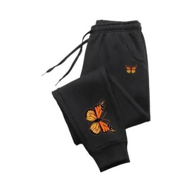 Imagem de Calças De Moletom Femininas Com Estampa De Borboleta, Casuais E Modern