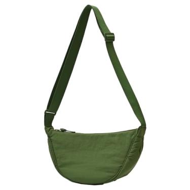 Imagem de Bolsa transversal de nylon crescente para mulheres - Hobo pequena leve com 2 pacotes internos - casual, U - verde, Bolsa transversal casual
