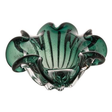 Imagem de Centro de Mesa Decorativo de Vidro Murano Italy Verde Esmeralda 21x10cm Wolff