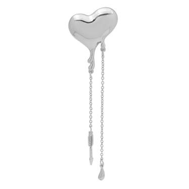 Imagem de Broche de coração de amor moderno para mulheres e homens, exclusivo, pedra vulcânica, derretimento, metal líquido, declaração de casamento, alfinete de lapela polido, corrente de borla, vestidos