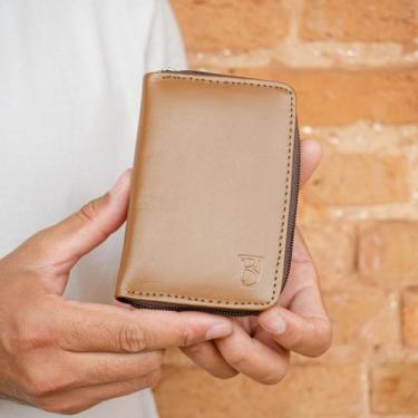 Imagem de Carteira Grande Sanfona Zíper Couro Legítimo Porta Moedas RG - Kraus, 