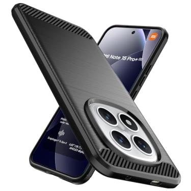 Imagem de Natbok Capa projetada para Xiaomi Redmi Note 15 Pro+ 5G, TPU flexível [textura escovada] [antiderrapante] à prova de choque, proteção militar, capa fina para Redmi Note 15 Pro Plus 5G, preta