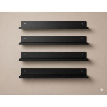 Imagem de Kit 4 Prateleiras Porta Esmalte em MDF Organização 50cm Branca/Preta/A