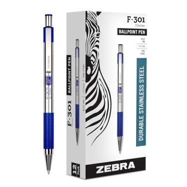 Imagem de Zebra Pen Caneta esferográfica F-301 com ponta fina de 0,7 mm, tinta Easy-Glide, aço inoxidável retrátil, aderência antiderrapante, design profissional, ideal para escritório, diário e planejador