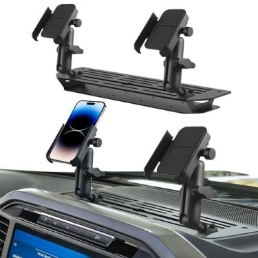 Imagem de FETUSI Suporte para placa de painel de metal Ford F-150 (serve para F-150/Raptor 2021-2025), suporte de painel à prova de agitação super resistente acessório Ford legal - suporte de telefone duplo