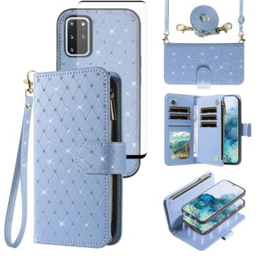 Imagem de Compatível com Samsung Galaxy S20 Plus S20+ 5G capa carteira com zíper protetor de tela celular alça transversal flip flip porta-cartões capa para celular S20+5G S20plus 20S + S2O S 20 20+ G5 feminino