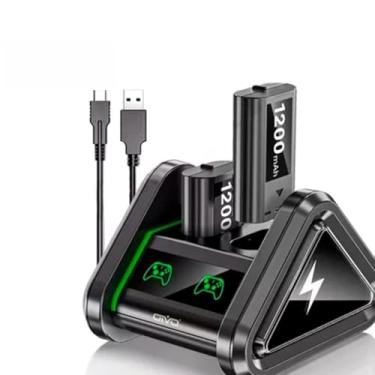 Imagem de Bateria Recarregável Dupla com Estação de Carregamento compatível com Xbox One/Series X/S, 2 Baterias 1200mAh, Cabo 1m