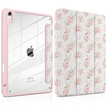 Imagem de Yebiseven Capa para iPad Air 11 polegadas M3 M2 2025 2024, iPad Air 5ª 4ª geração 10,9 polegadas 2022 2020 - [suporte de lápis embutido], traseira rígida transparente à prova de choque, suporte de