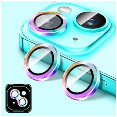 Imagem de Kucheed Protetor de lente de câmera para iPhone, protetor de tela de vidro temperado, anéis individuais de metal de alinhamento automático, acessórios de telefone HD antiarranhões